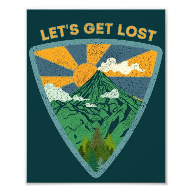 Let's get lost vintage hiking photo print (Front)