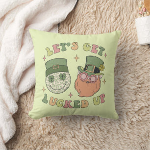 Let's Get Lucked Up - Funny Leprechaun Clover Cushion