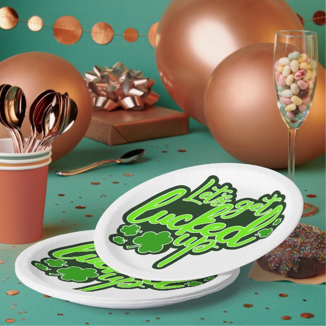 Let's Get Lucked Up funny St. Patrick's Day Paper Plate (Multi)