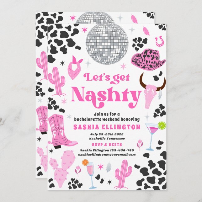 Let's Get Nashty Bachelorette Weekend Itinerary Invitation (Front/Back)