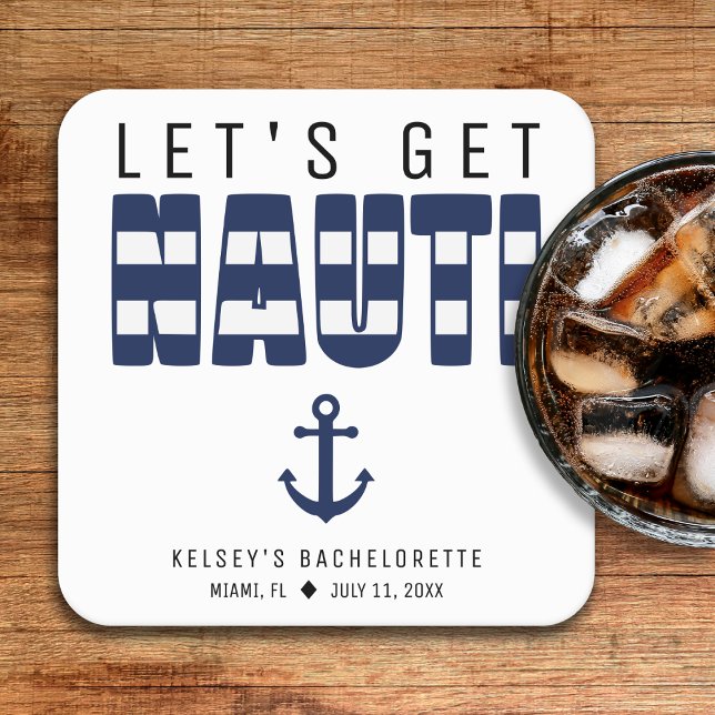 Let's Get Nauti Bachelorette Party Square Paper Coaster (Let's Get Nauti Bachelorette Party Square Paper Coaster
)