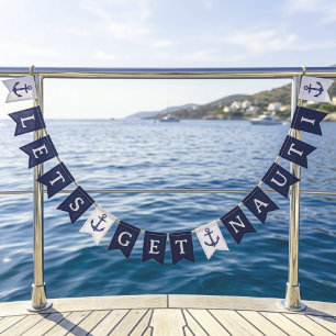 Lets Get Nauti Blue Anchor Boat Party Bunting