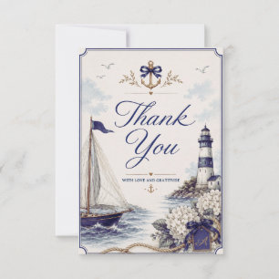 Let's Get Nauti Nautical Coastal Bridal Shower Thank You Card