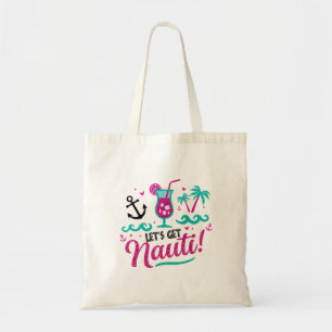 Let's Get Nauti! Pink Glitter Nautical Tote Bag