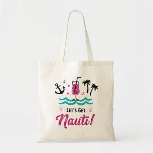 Let's Get Nauti! Pink Glitter Nautical  Tote Bag