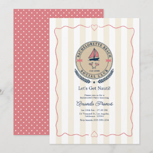 Let's Get Nauti Preppy Beach Club Bachelorette Invitation