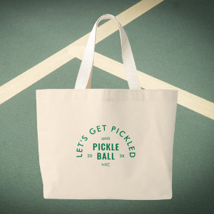 Let's Get Pickled Après Pickle Ball Custom Crest Large Tote Bag