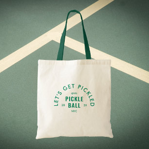 Let's Get Pickled Après Pickle Ball Green Handle Tote Bag