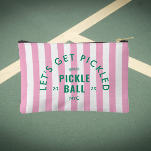 Let's Get Pickled Après Pickle Ball Pink Stripe Accessory Pouch