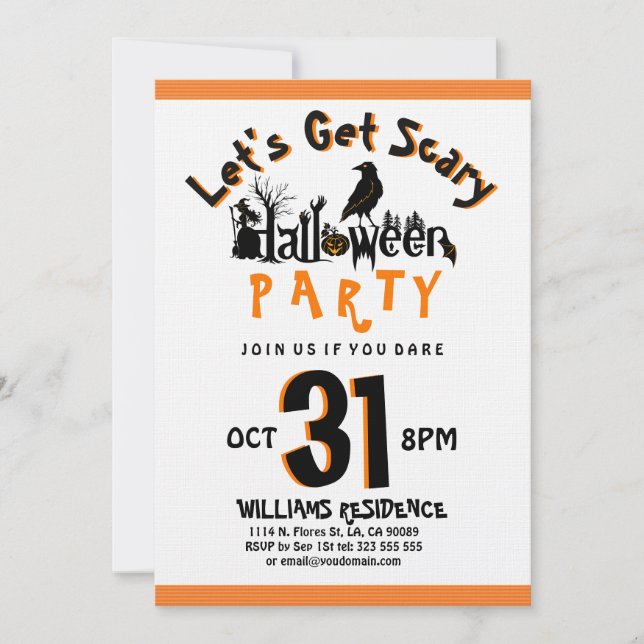 Let's Get Scary Modern Halloween Party Invite (Front)