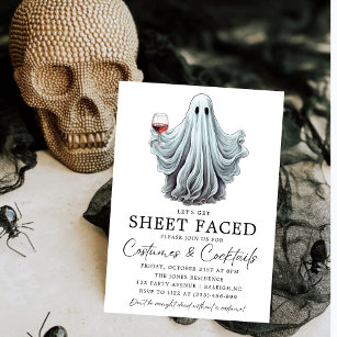 Let's Get Sheet Faced Adult Halloween Party Invitation