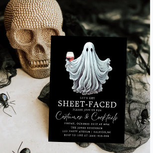 Let's Get Sheet Faced Adult Halloween Party Invitation