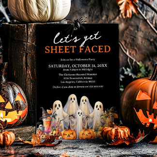 Let's Get Sheet Faced Adult Halloween Party Invitation