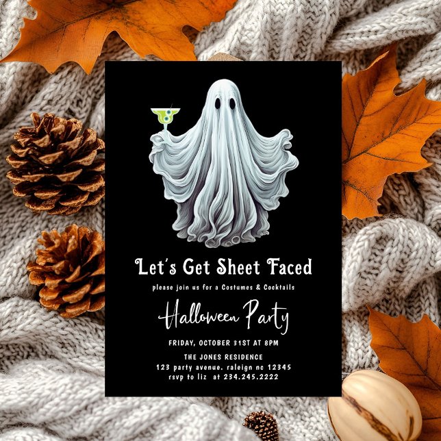 Let's Get Sheet Faced Adult Halloween Party Invitation (Creator Uploaded)