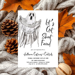 Let's Get Sheet Faced Adult Halloween Party Invitation