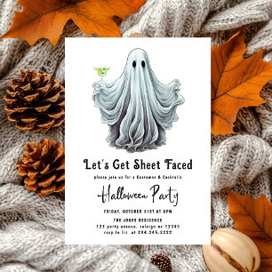 Let's Get Sheet Faced Adult Halloween Party Invitation