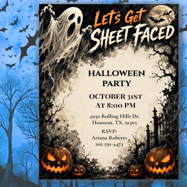 Let's Get Sheet Faced Halloween Invitation (Creator Uploaded)