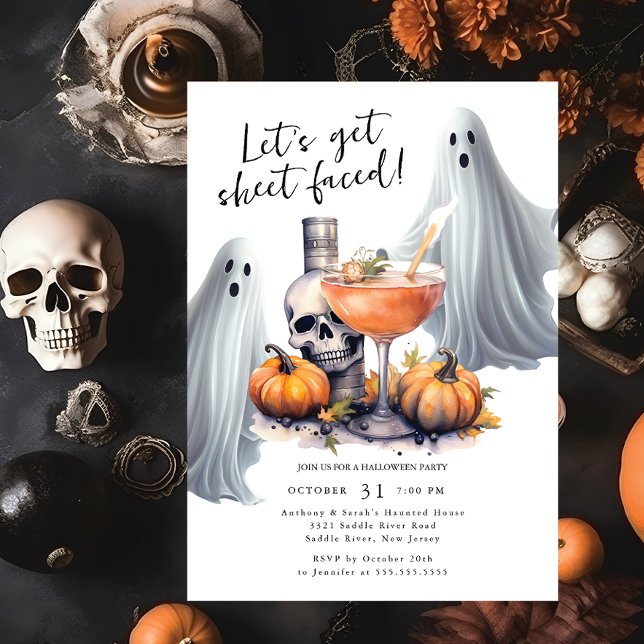 Let's Get Sheet Faced Halloween Party Invitation (Creator Uploaded)