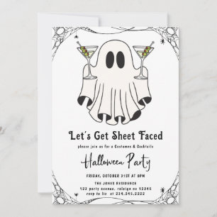Let's Get Sheet Faced Martini Halloween Party Invitation
