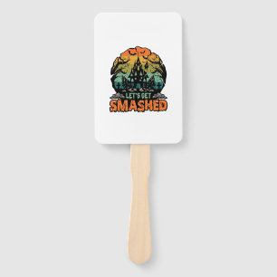 Lets Get Smashed Halloween Haunted House Sunset Ba Hand Fan