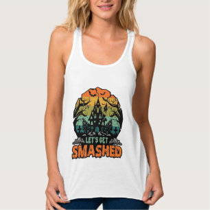 Lets Get Smashed Halloween Haunted House Sunset Ba Singlet