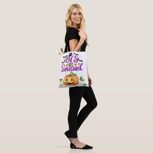 Lets get smashed Halloween pumpkin Funny Tote Bag (On Model)