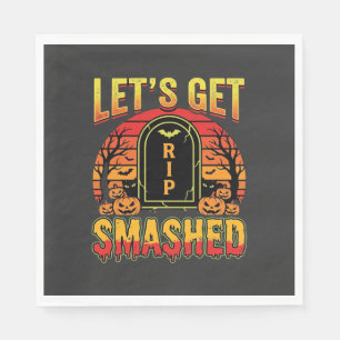 Lets Get Smashed Halloween Pumpkin Graveyard Napkin