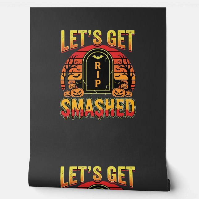 Lets Get Smashed Halloween Pumpkin Graveyard Wallpaper (Unrolling)