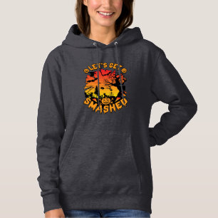 Lets Get Smashed Halloween Pumpkin Spooky Tree Bat Hoodie