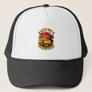 Lets Get Smashed Halloween Pumpkin Spooky Tree Bat Trucker Hat