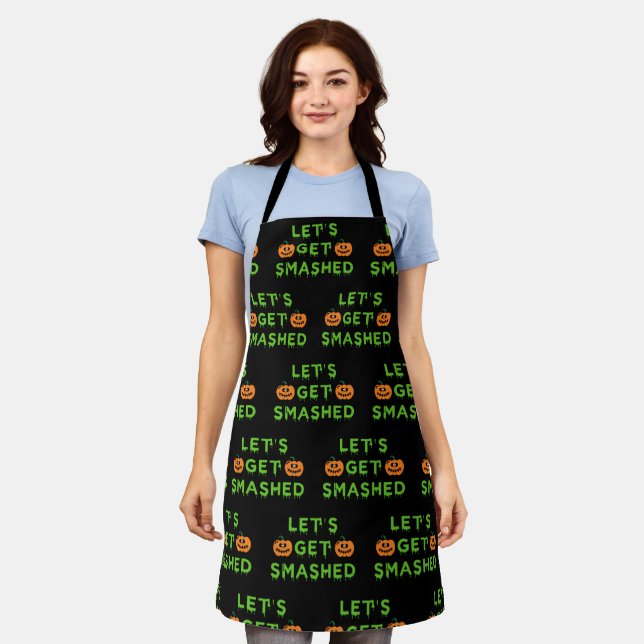 Let's Get Smashed (Pumpkins) Green Apron (Worn)