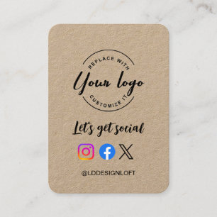 Let's Get Social Media QR code website Custom logo Business Card
