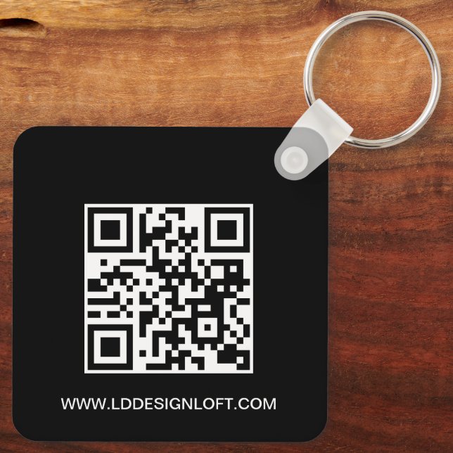 Let's Get Social Media QR code website Custom logo Key Ring (Back)