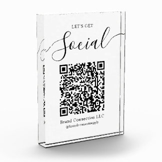 Let's Get Social QR Code Business Company Name Photo Block