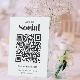 Let's Get Social QR Code Personalised Social Media Pedestal Sign