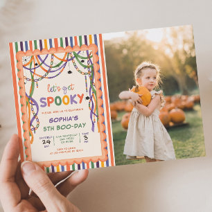 Let's Get Spooky Birthday Colourful Halloween Phot Invitation