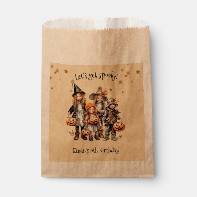Let's get spooky! Costume kids birthday party Favour Bags (Front)