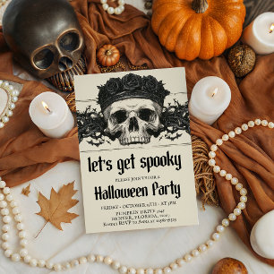 Lets Get Spooky Crown Skull Halloween Invite