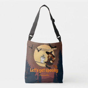 Let's Get Spooky   Custom Name Happy Halloween  Crossbody Bag