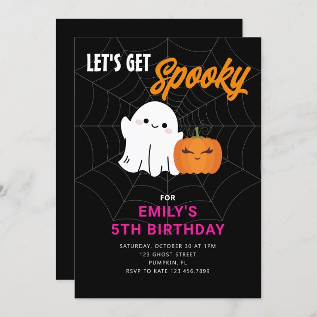 Let's Get Spooky Cute Halloween Fun Birthday Party Invitation (Front/Back)