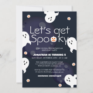 Lets Get Spooky Fun Halloween Birthday Kids Party Invitation
