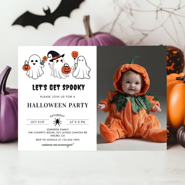 Lets Get Spooky Ghost Halloween Party Photo Invitation (Creator Uploaded)