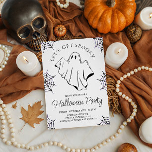 Lets Get Spooky Ghost Spiderweb Halloween Invite