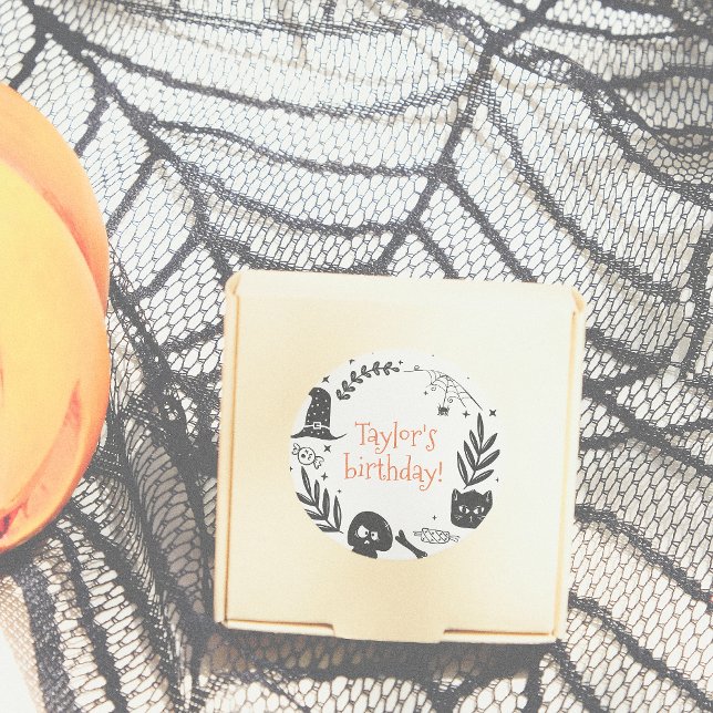 Let's Get Spooky Halloween Birthday Party Favour Classic Round Sticker (Creator Uploaded)