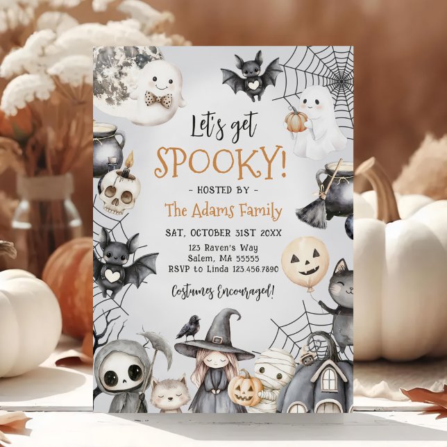 Let's Get Spooky Halloween Cute Ghost Party Invitation (Creator Uploaded)