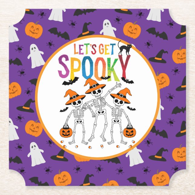 Let's Get Spooky Halloween  Paper Coaster (Front)