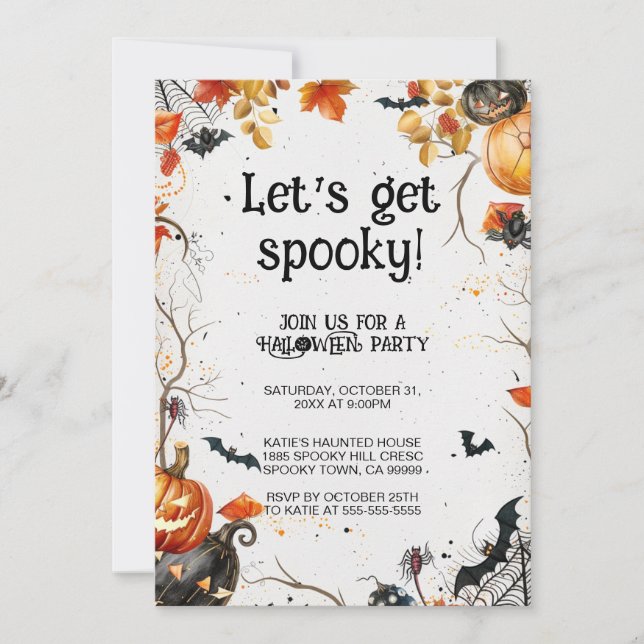 Let's Get Spooky Halloween Party Invitation (Front)