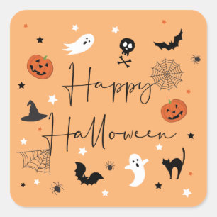 Let's get spooky Halloween Party Orange Square Sticker