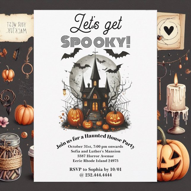 Lets get Spooky Haunted House Party Eerie Bats Web Invitation (Lets get Spooky Haunted House Party Eerie Bats Web Invitation)
