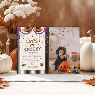 Lets Get Spooky Kids Halloween Birthday Photo Invitation
